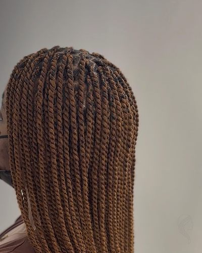 Long knotless twists in a warm copper tone